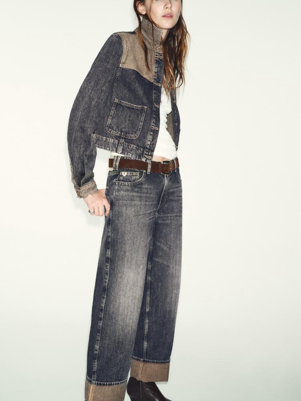 Mid Rise Cuffed Jeans - Picture 1 of 4
